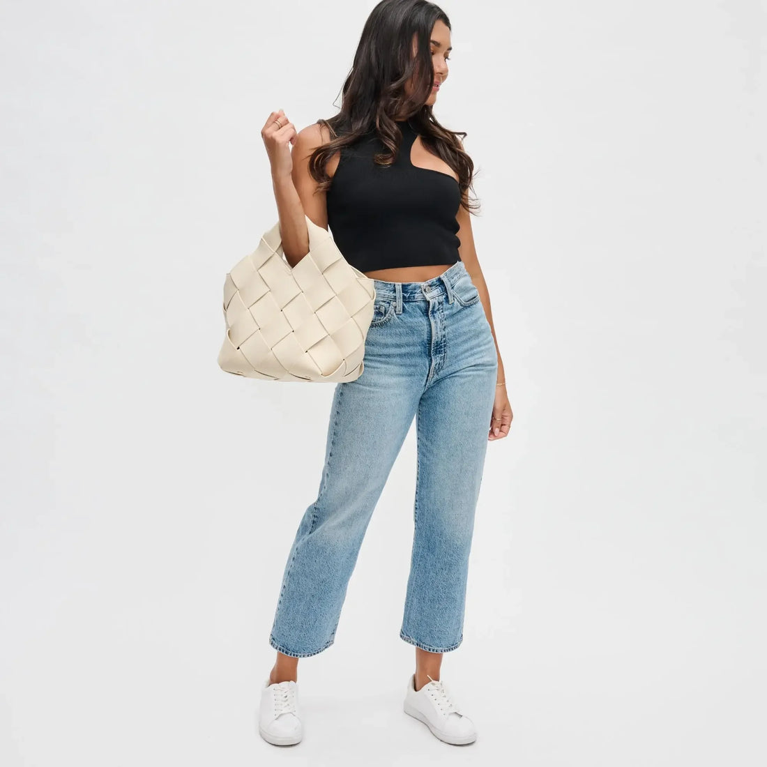 Woven Vegan Leather Neoprene Tote Bag