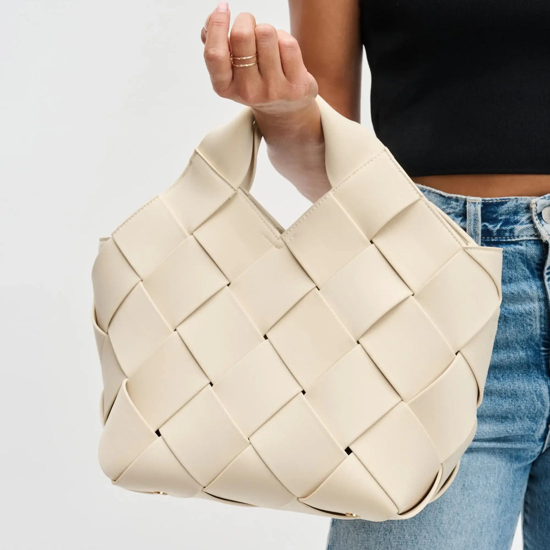 Woven Vegan Leather Neoprene Tote Bag