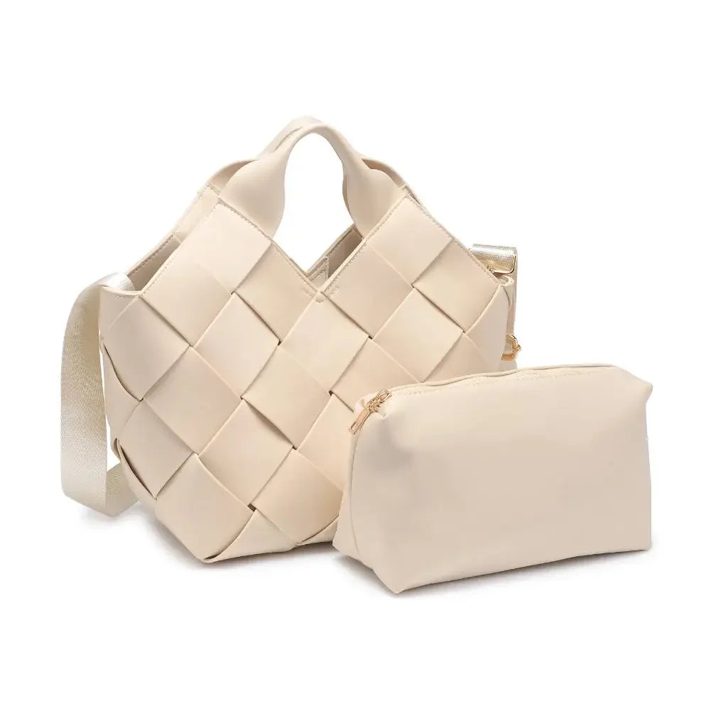 Woven Vegan Leather Neoprene Tote Bag