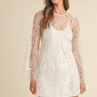 Sequin Bell Sleeve Mini Dress