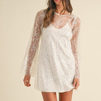 Sequin Bell Sleeve Mini Dress