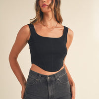 Square Neckline Knit Crop Top