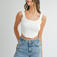 Square Neckline Knit Crop Top