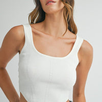 Square Neckline Knit Crop Top