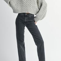 Chunky Cable Knit Cropped Hoodie