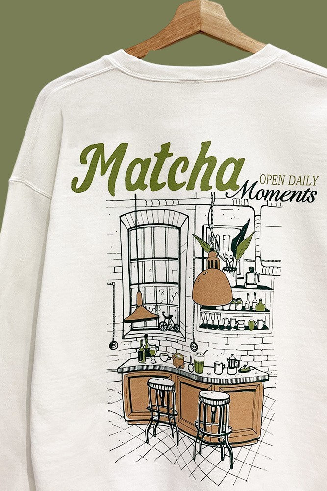 Matcha Moments Oversized Graphic Sweatshirt