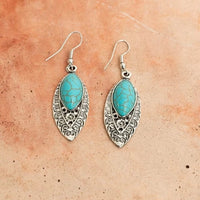 Engraved Turquoise Stone Earrings