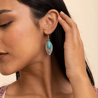 Engraved Turquoise Stone Earrings