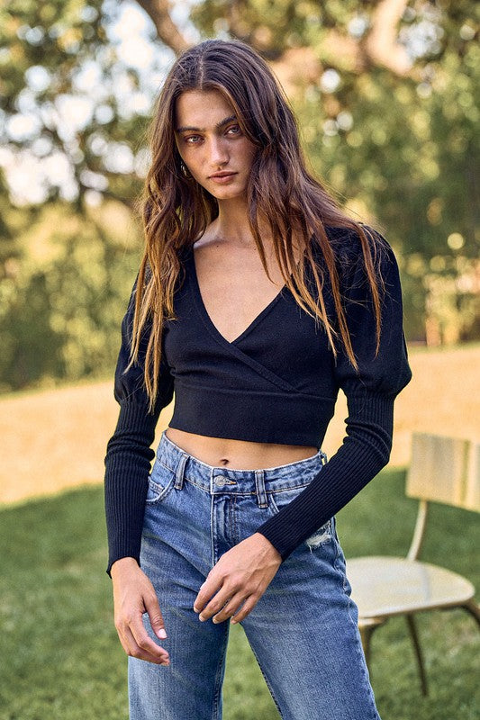 Puff Sleeve Crop Sweater