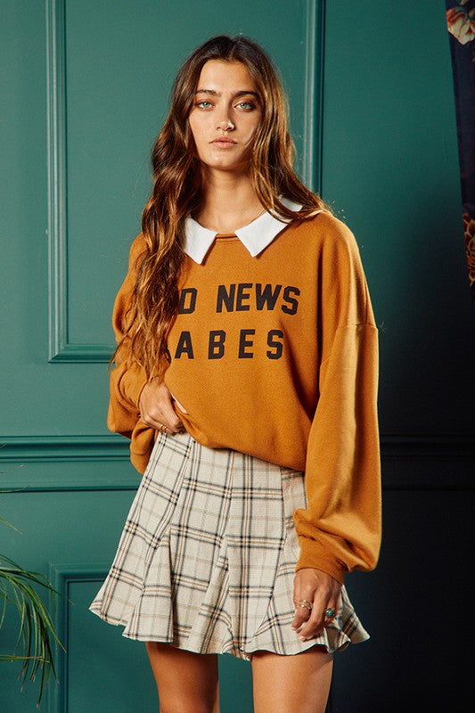 Oversize Collar Graphic Sweatshirt