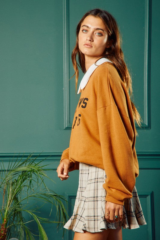 Oversize Collar Graphic Sweatshirt