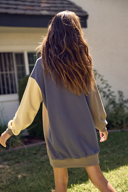 Color Block Tunic Sweatshirt