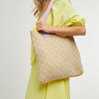 Checkered Knit Shoulder Bag