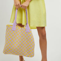 Checkered Knit Shoulder Bag