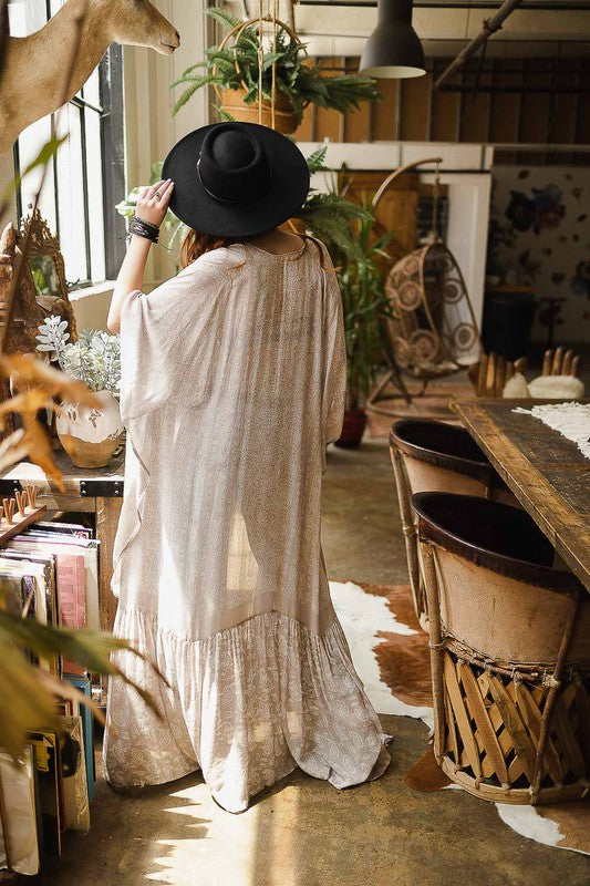 Paisley Flowy Maxi Kimono