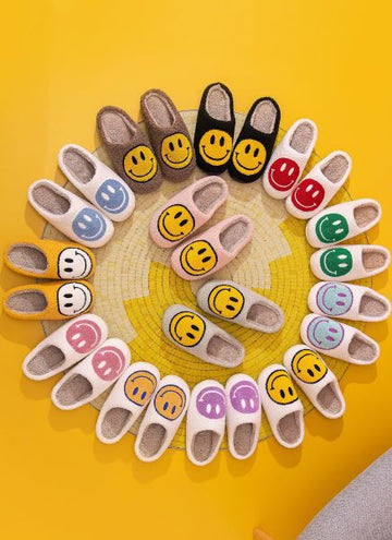 Smiley Face Soft Plush Slippers